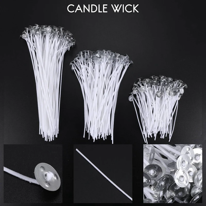 300Pcs Low Smoke Natural Candle Wick With Wax Pre-Wax Wick, Candle Making Kit For Candle Making And Candle DIY Christmas Gifts