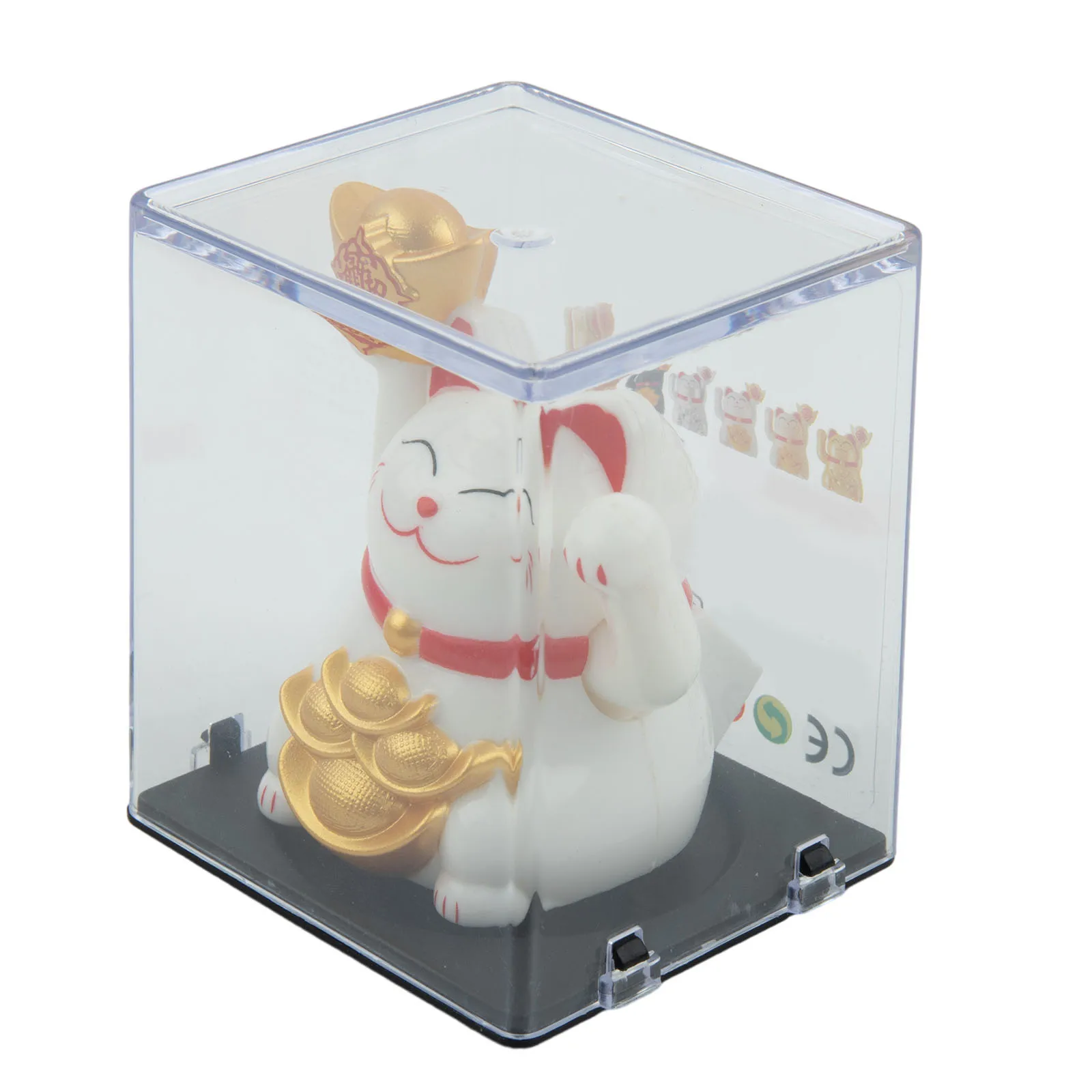 2 Inch Automatic Solar Waving Lucky Cat for Car and Home Feng Shui Decor with Plastic and Electronic Components