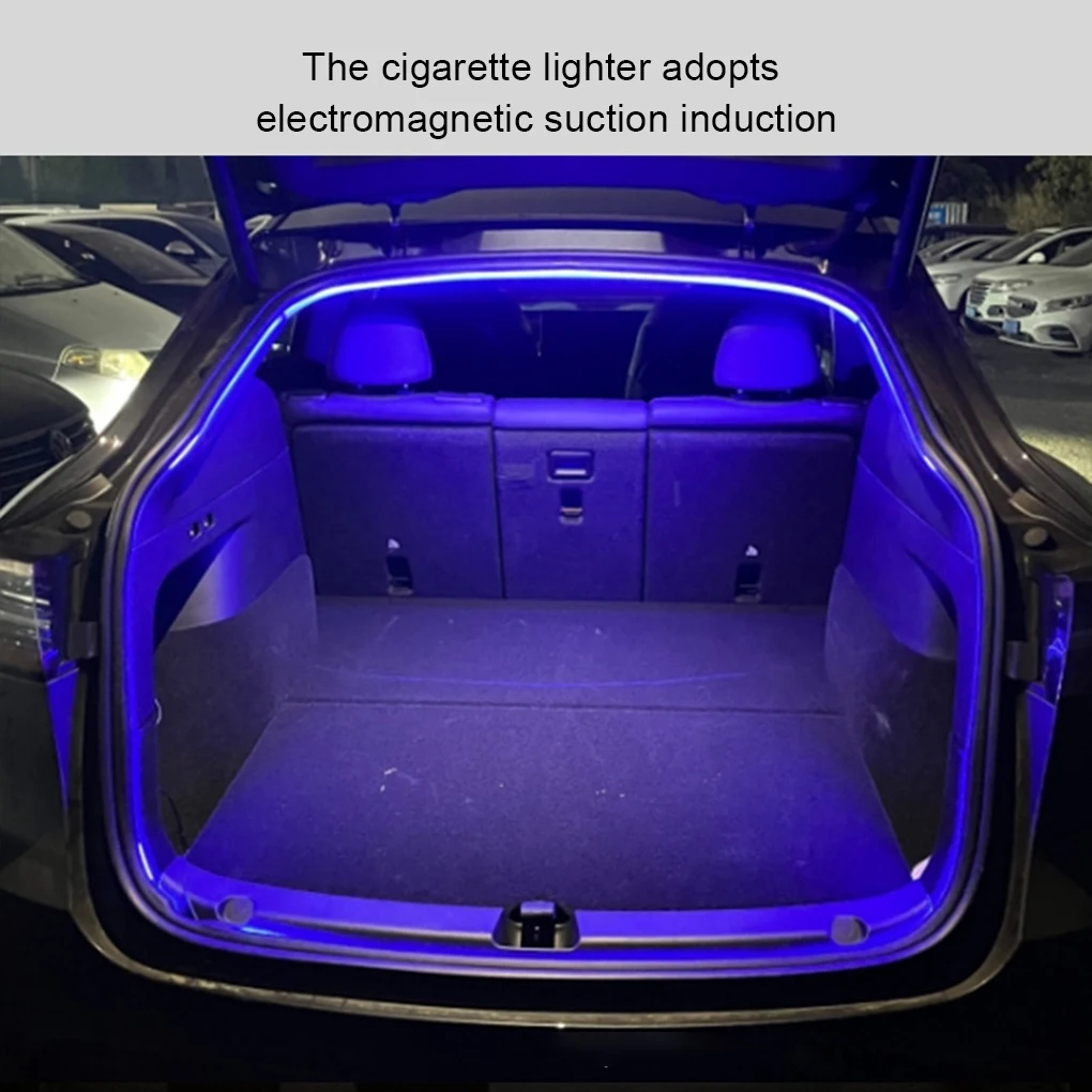 Silica Gel 4.25M Trunk Light Strip For Model Y 20-2024 Trunk Light LED Interior Ambient Lighting Bar Green