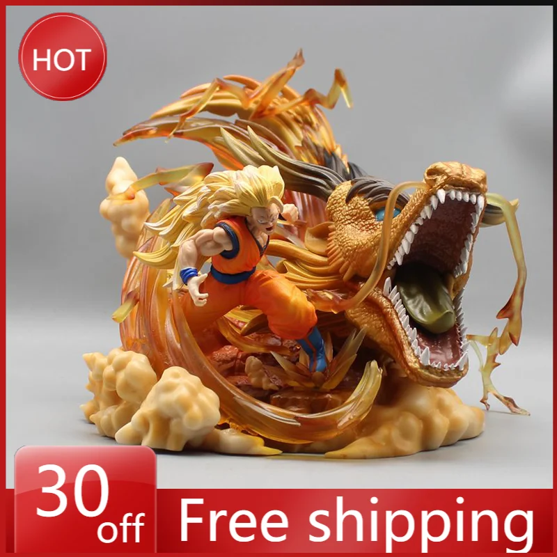 21.5cm Super Saiyan Son Goku Dragon Fist Dragon Ball Animation Peripherals PVC GK Figure Statue Ornament Crafts Gift Toy for Boy