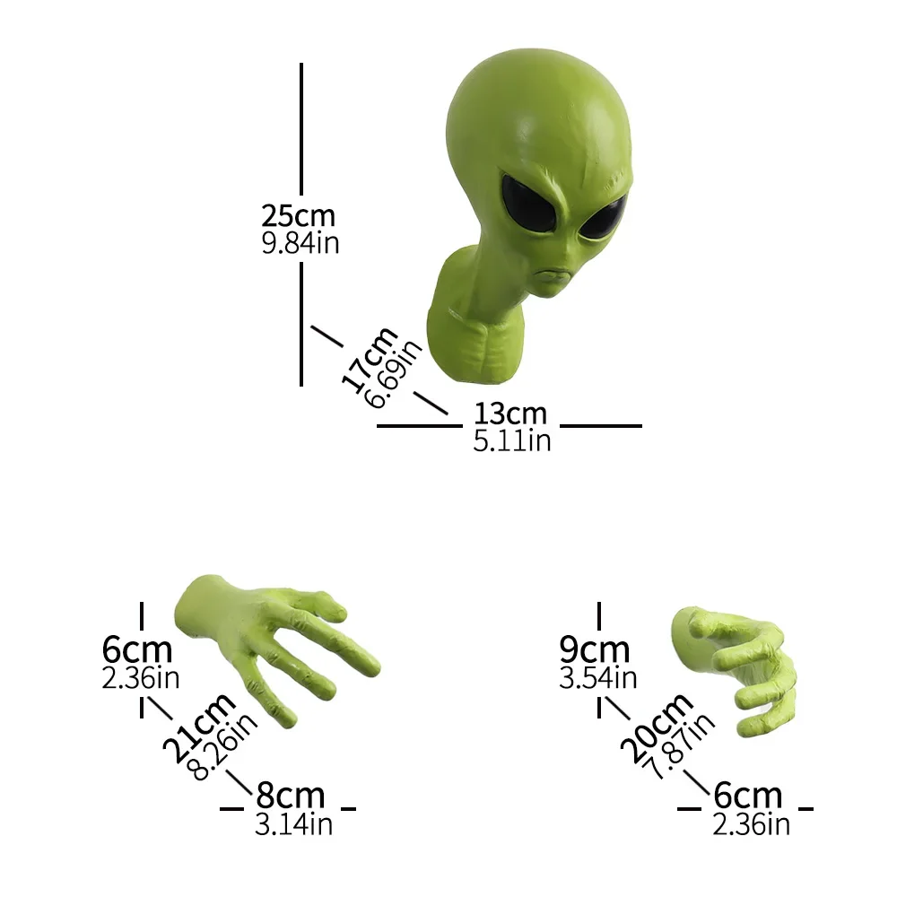 3D Halloween Items Green Alien  UFO Visitor Extraterrestrial Organism Monster  Study living room wall hanging ornament Gift