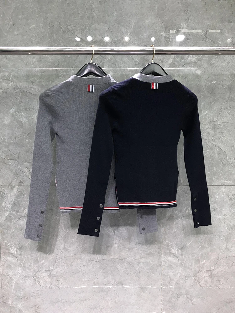 

Knitted Open Cardigan Long Sve V-Ne Women's Sweater Casual Red White Blue Korean Sle Versatile Spring Autumn Coat