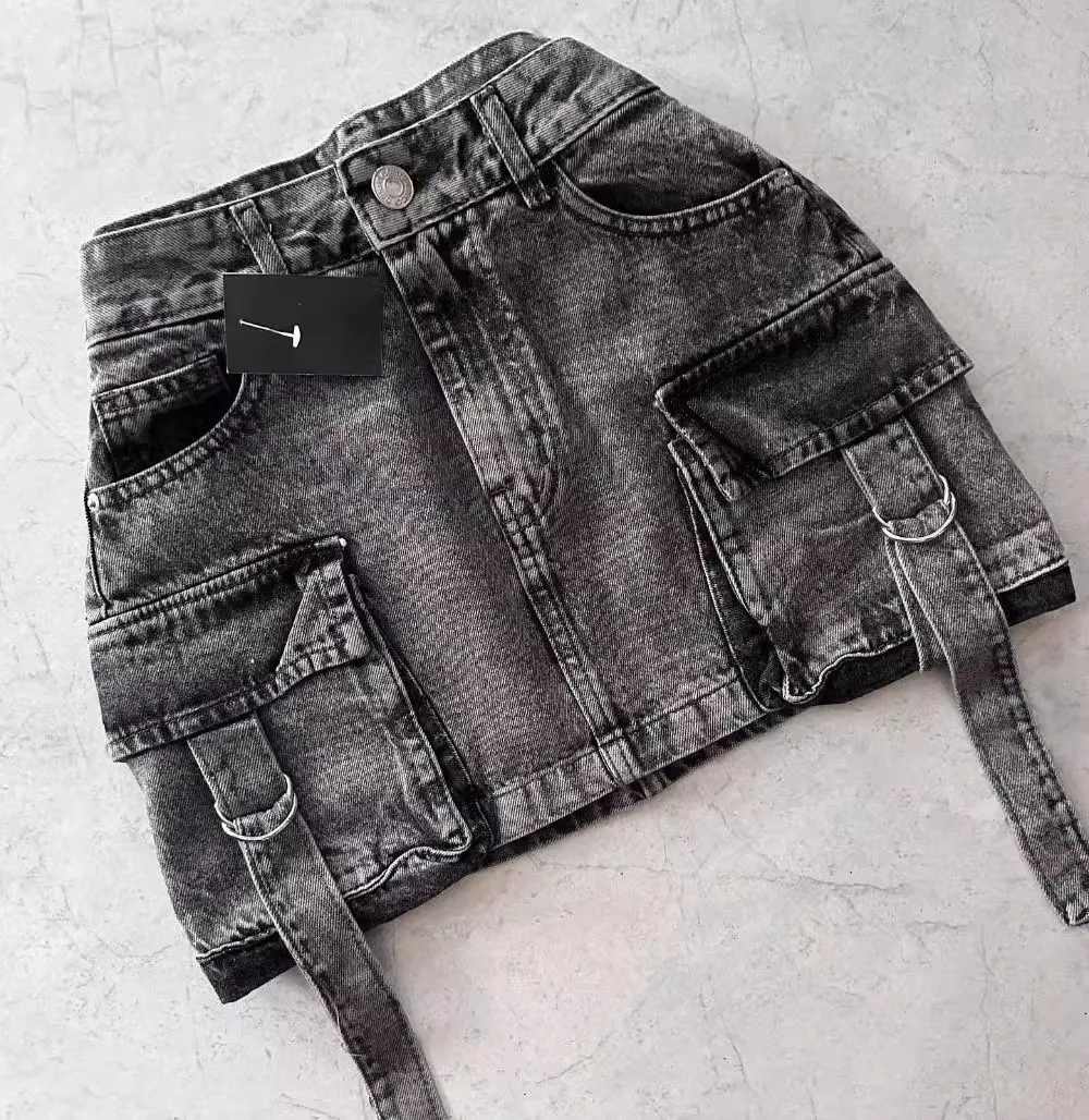 

Harajuku Multiple Pockets Denim Plaid Skirt Vintage Goth Black Y2k Mini Skir Fashion Womens Casual Versatile Sexy Streetwear
