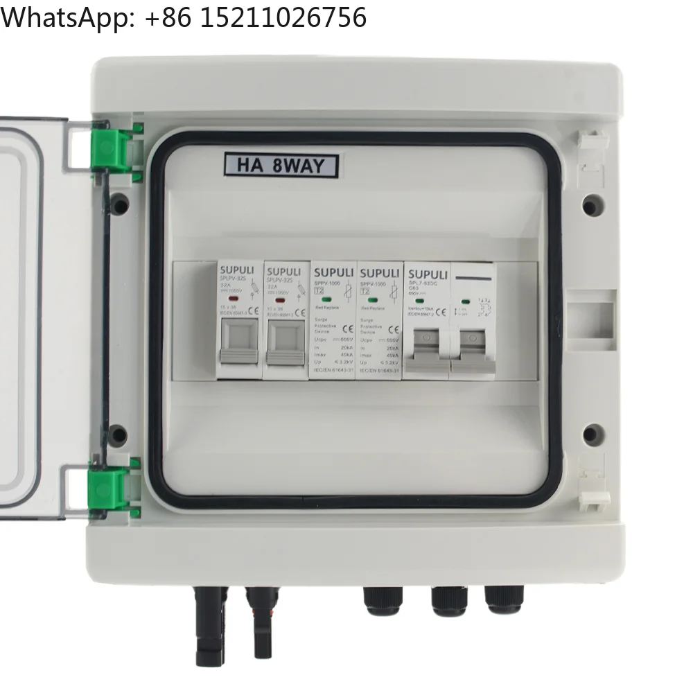 IP65 Waterproof 1 String 1 in 1 Out 600V PV Solar Surge Lightning Protection DC Combiner Box