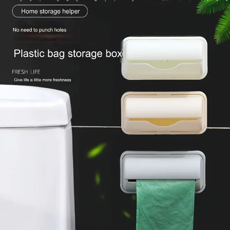 Toilet garbage bag storage box, no punching, simple wall mounted collector, kitchen pull-out sorting garbage box