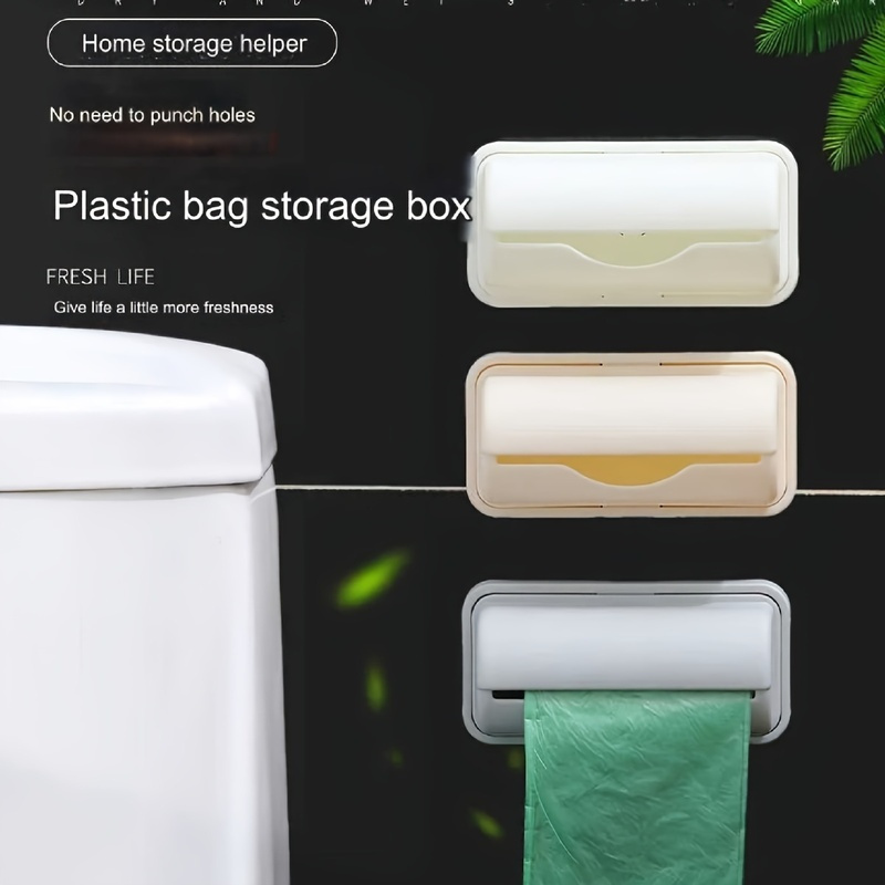  Toilet garbage bag storage box, no punching, simple wall mounted collector, kitchen pull-out sorting garbage box 
