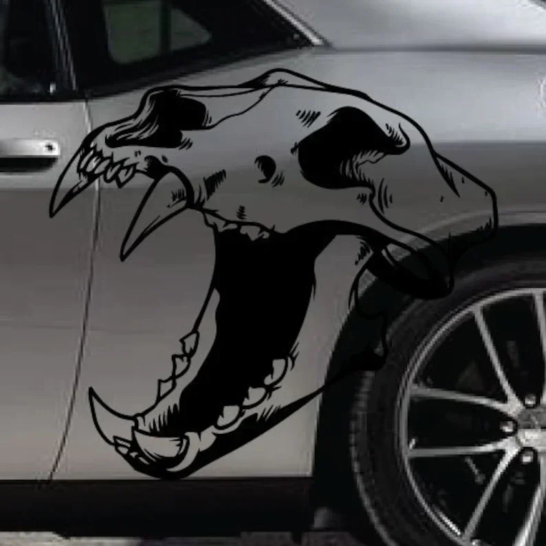 

Cougar Cat Skull Large Tattoo Grunge Design Tribal Door Bed Side Pickup Vehicle Truck Vinyl Graphic Decal Decorate