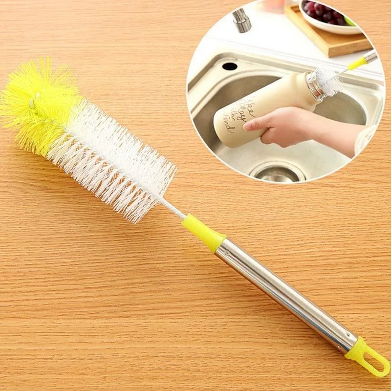 Round Head Bendable Long Handle Cup Brushes Bottle Brush Cleaning Brush Home Kitchen Gadget Random Color