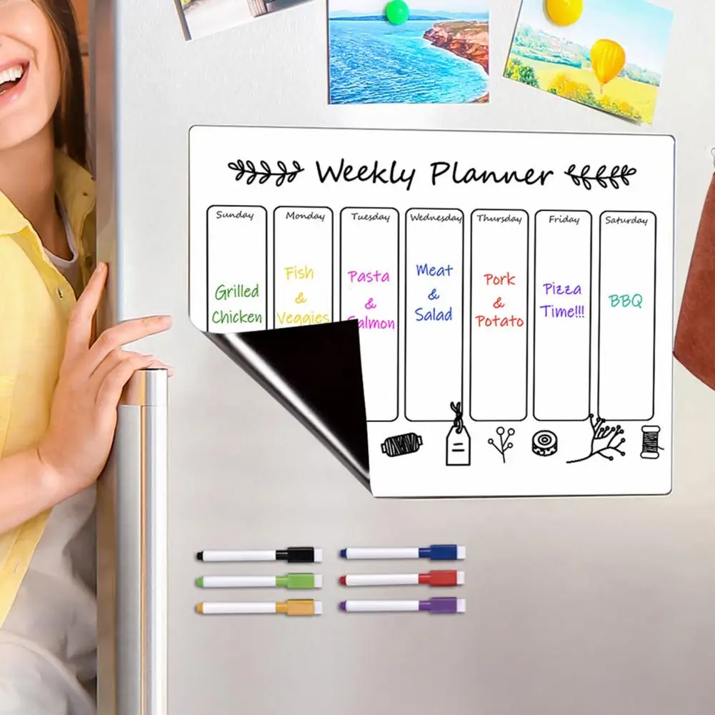 Erasable Weekly Planner Refrigerator Weekly Planner Magnetic Whiteboard Weekly Planner Set 9pcs for Fridge with for Home