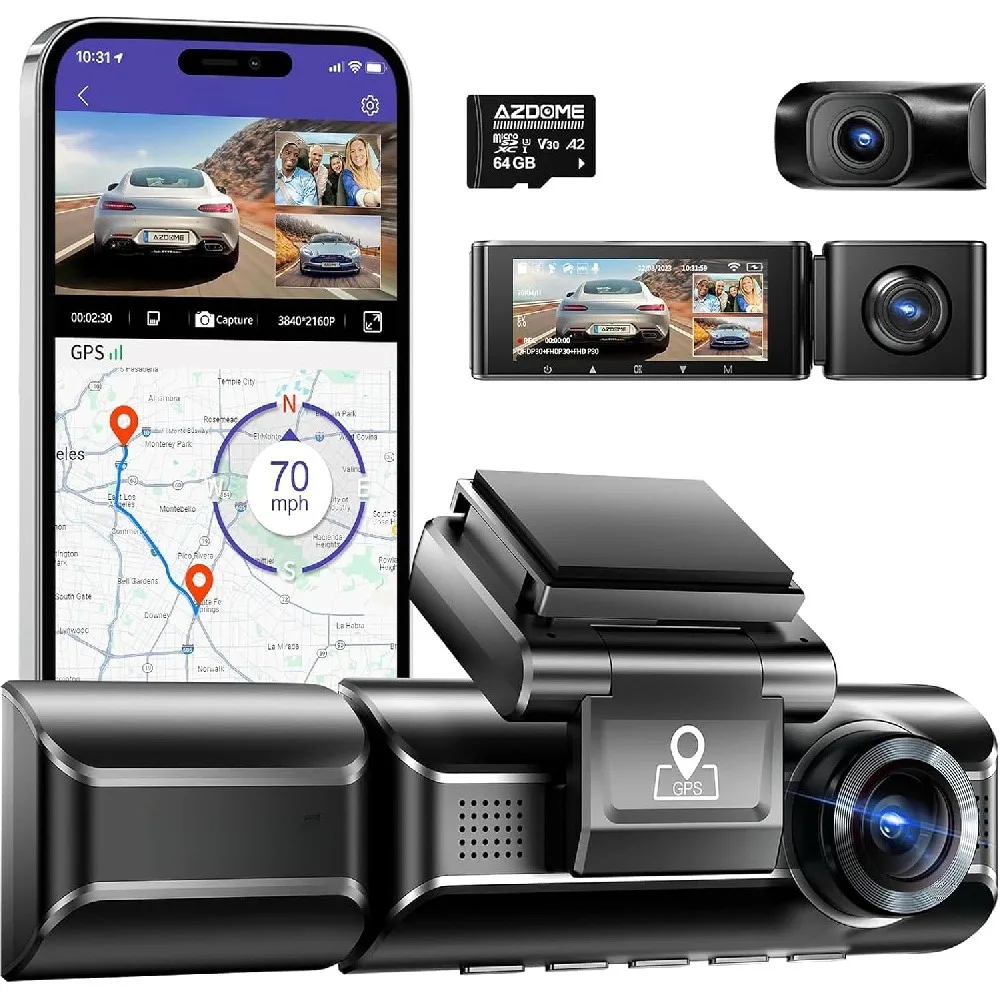 Driving Recorder 4K/1080P Screen Infrared Night Vision-24-Hour Parking Mode-3-Channel Driving Recorder-Internal Infrared Camera