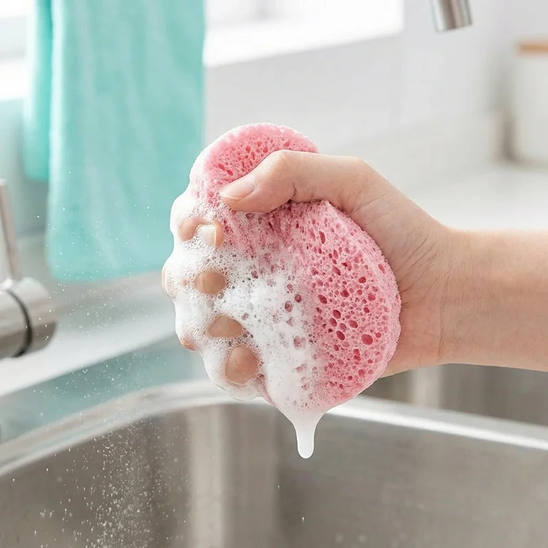 

Lots of High Density Round Kitchen Dishwashing Sponge Soft Absorbent Rust Scouring Pad for Household Cleaning Pot Rubbing Clean