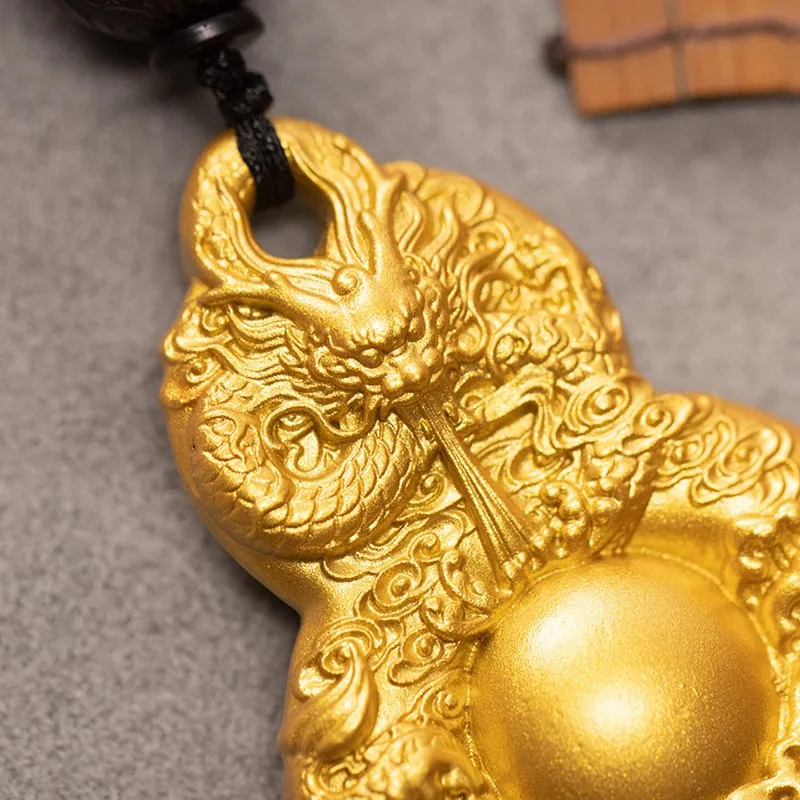 Zhu Bingren Copper Wealth‑Gathering Gourd Hanging Ornament Desktop Decor For Office Entrance Home Art Craft Gift