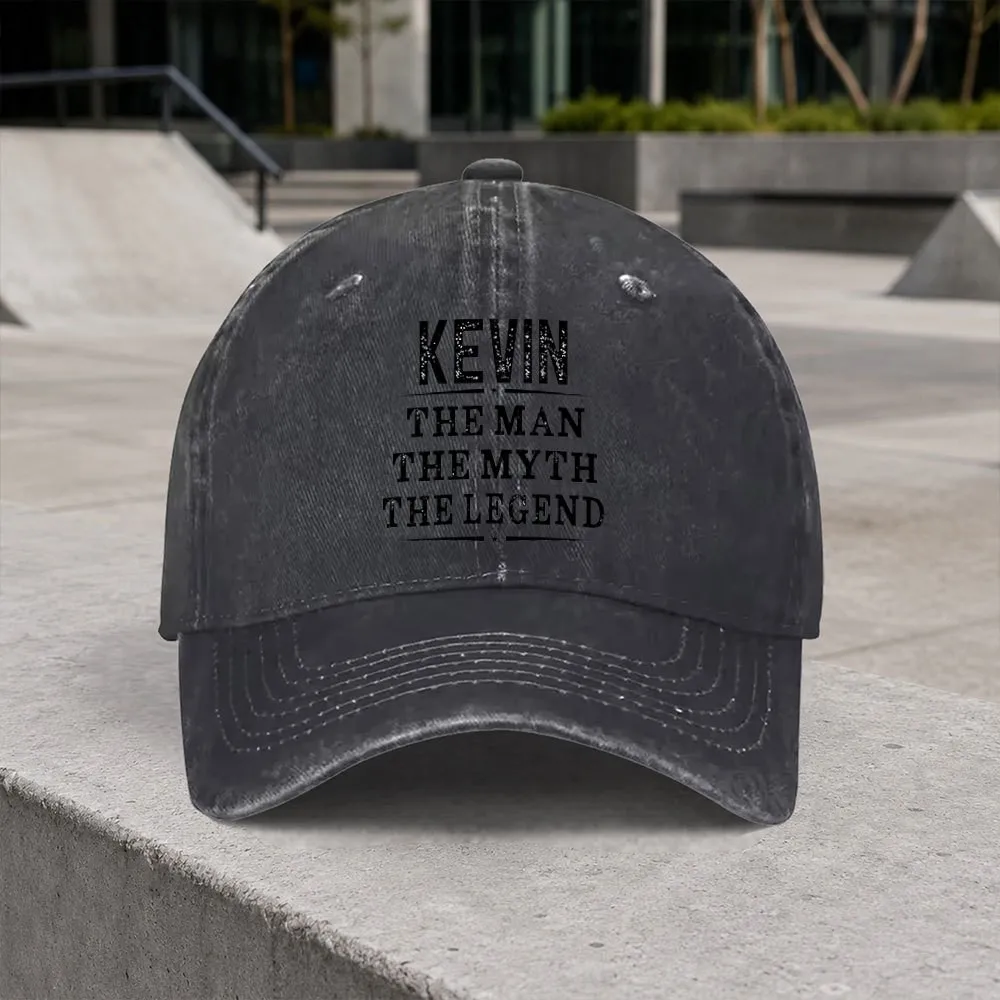 Kevin The Man The Myth The Legend Distressed Cotton Baseball Cap Unisex Outdoor Casual Hat