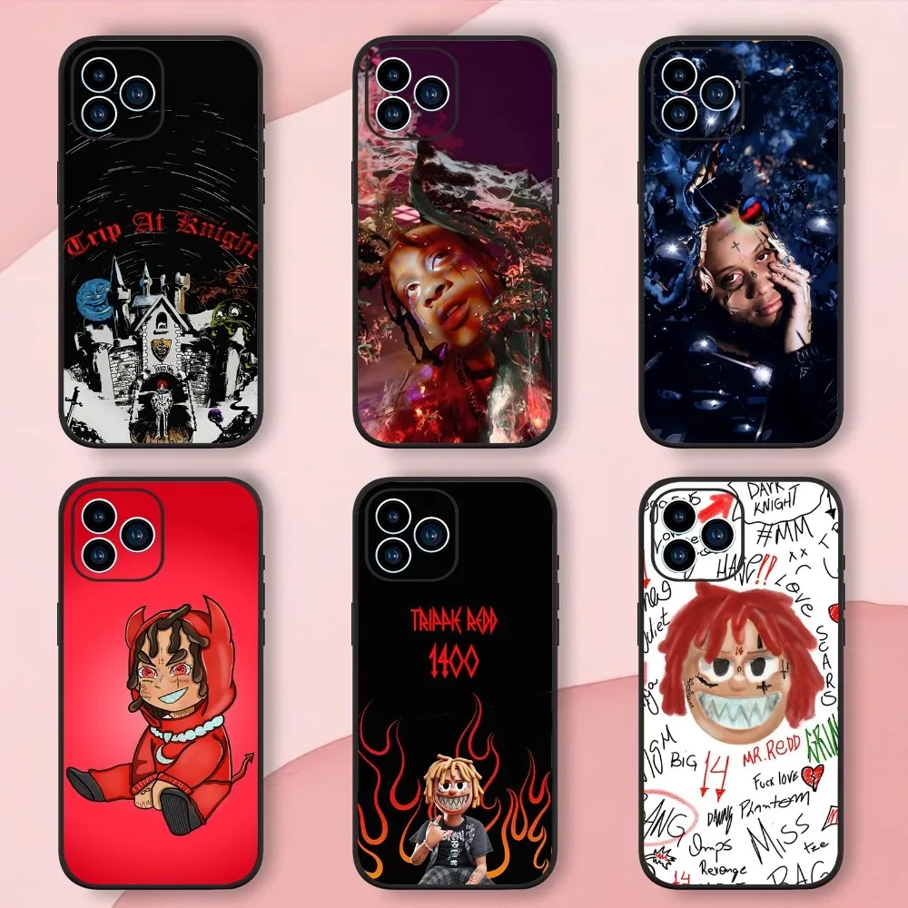 

Rapper T-Trippie Redd Phone Case For iphone13 12 11 14 15 Pro Max XS Max XR X 14 15Plus Black Silicone Soft Cover