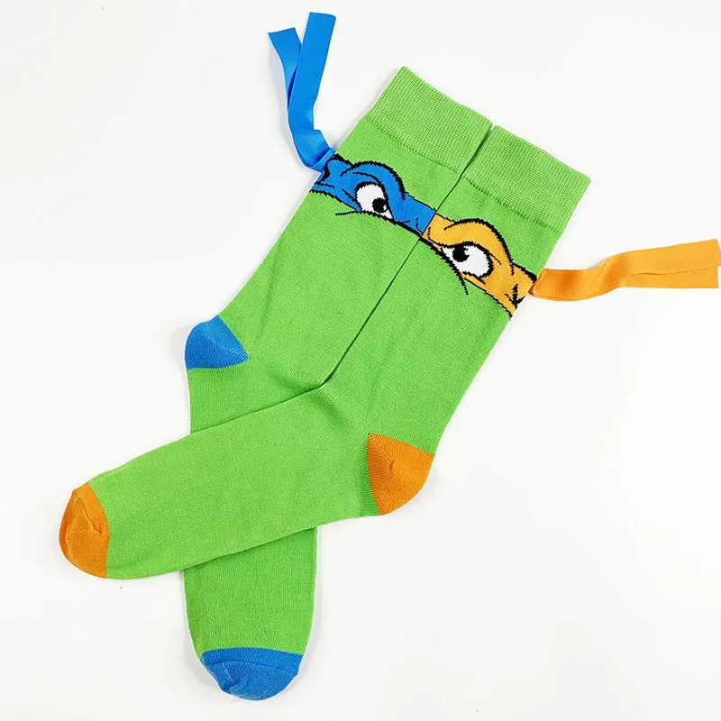 Teenage Mutant Ninja Turtles Socks Cartoon Character  AB Style Men and Women Sewing Ribbon Couple Socks Middle Tube Socks