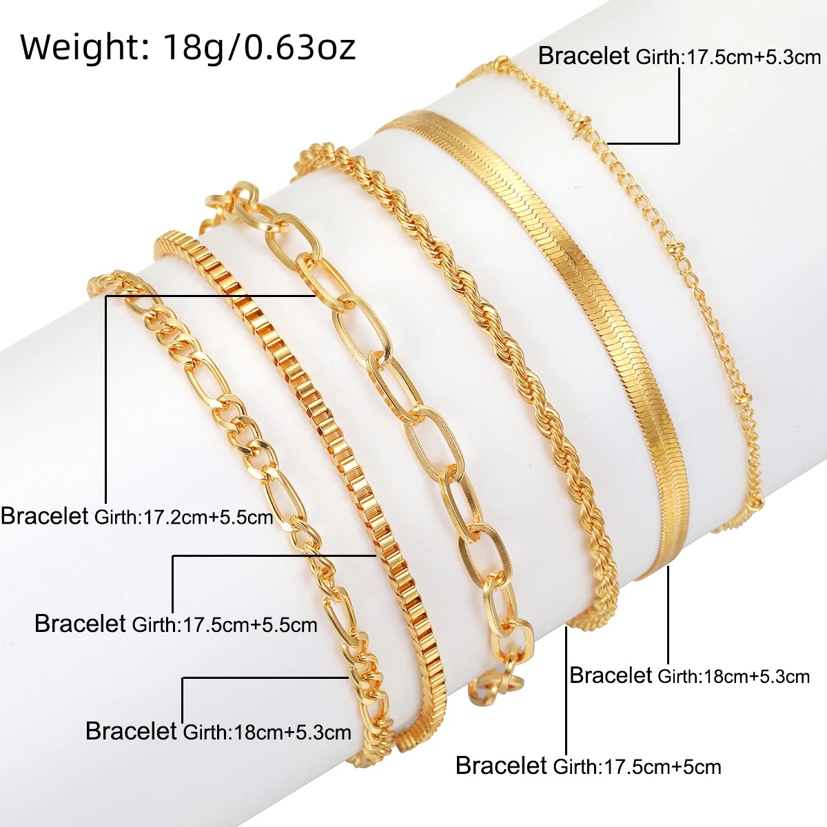 Chic Bracelet Set: 6-Piece Stackable