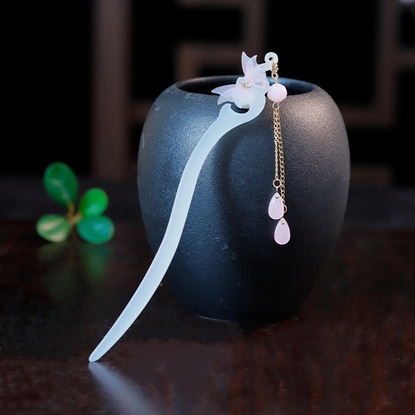 Palo de pelo con borla Vintage para mujer, horquilla de mariposa, palillos chinos Hanfu, accesorios para el cabello, joyería Retro personalizada para moño