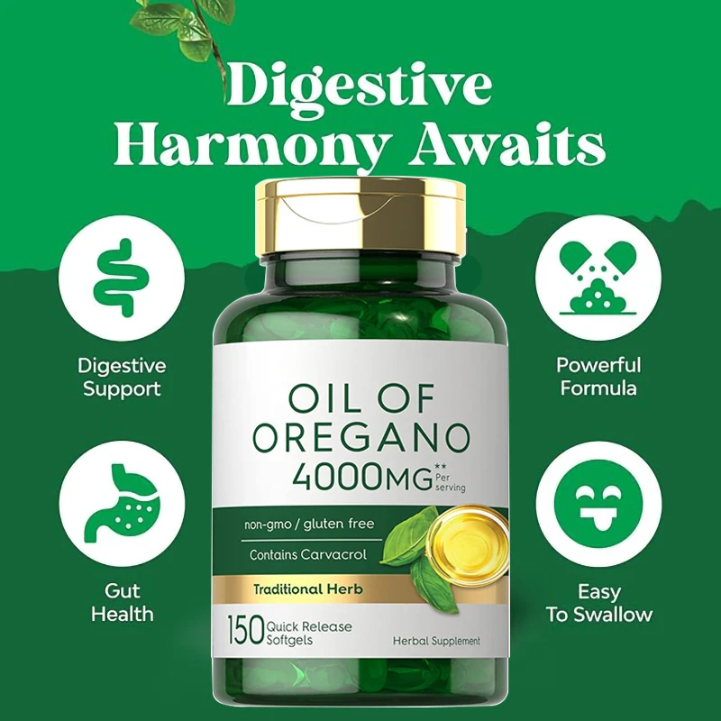 

Oil of Oregano Softgels 4000mg 150 Capsules for Digestion Health Herbal Supplements Intestinal Health Anti inflammatory