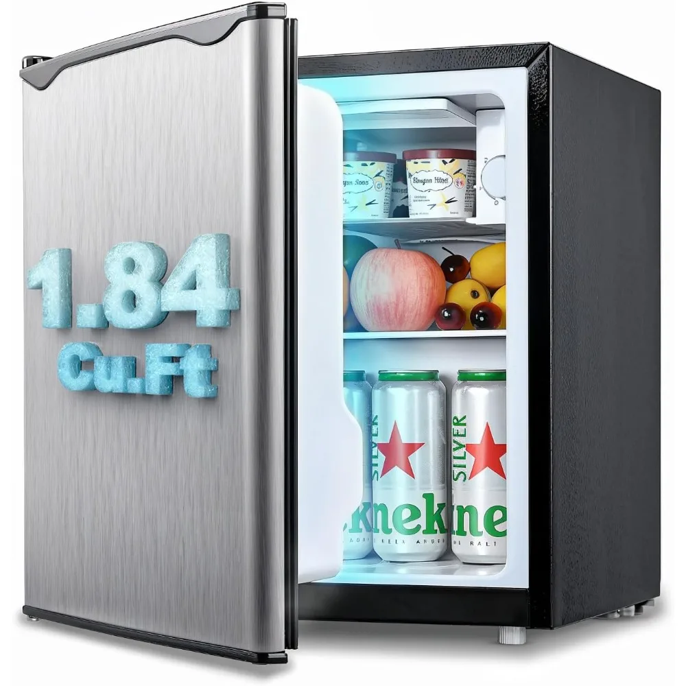 1.84 Cu.Ft Mini Fridge with Freezer, Single Door Compact Refrigerator, Dorm Small Fridge with 7 Temperatures