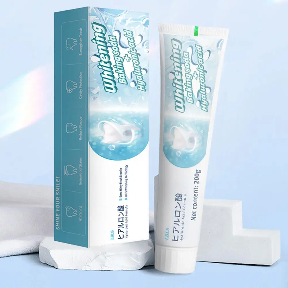 Creme dental para clarear, 200g, para os dentes, remoção de manchas, bicarbonato de sódio, higiene bucal