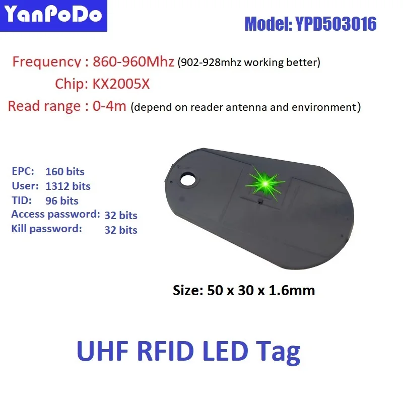 Yanpodo Passive RFID LED Tag UHF 860-960mhz 0-4M LED Light RFID Tags for Keychain Keyfobs Locating Book Tool Tracking Management