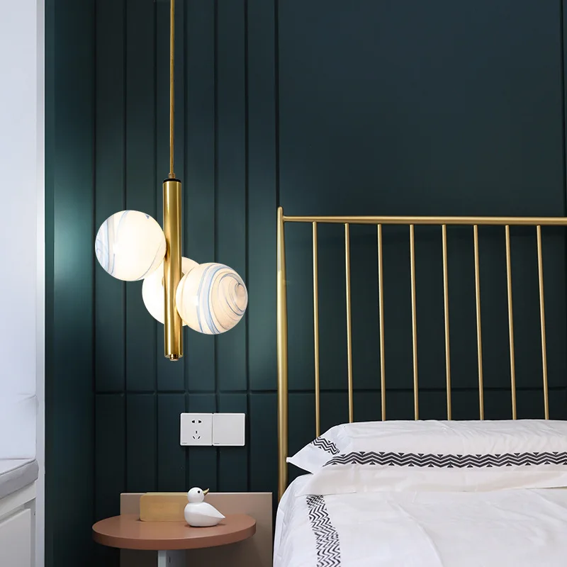 

Nordic Pendant Light Glass Ball Planet Gold Art Creative Hanging Lighting Living Modern Restaurant Bar Bedroom Bedside Deco Lamp