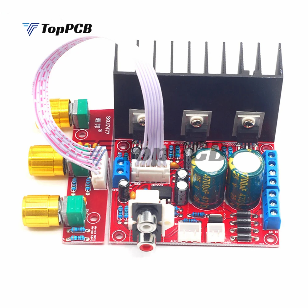 TDA2030A 2.1 Channel Power Amplifier Board 12V 2A Volume Bass Treble Adjustable Audio Amplifier for Subwoofer Speaker Computer