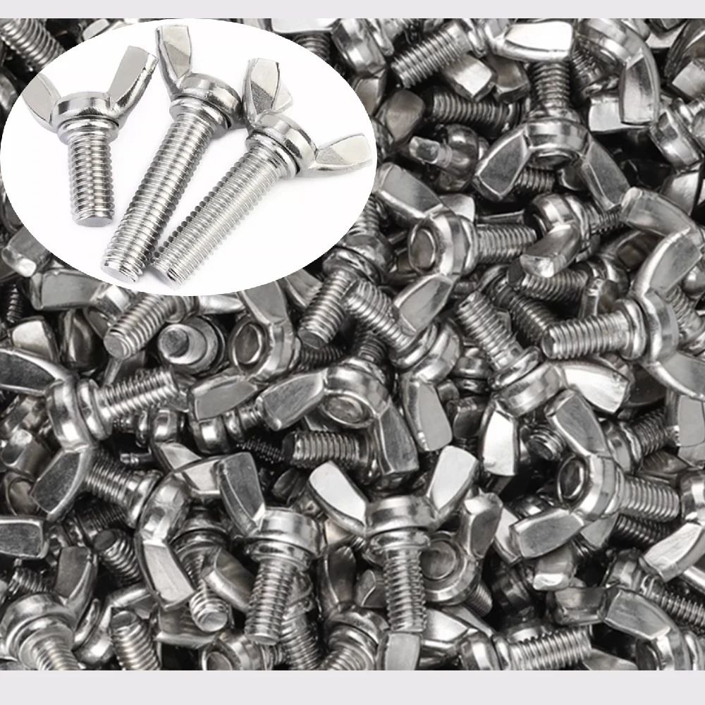 5-10Pcs M4 M5 M6 M8 M10 Butterfly Screw Galvanizing Wing Bolts Wing Hand Thumb Screws Sheep Horn Bolt Length 8/10/12/16/20-40mm