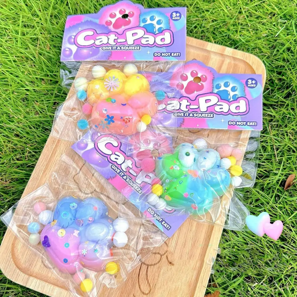 

Mini TPR Cat Paw Slow Rebound Toy Transparent Bow Squeeze Cat Paw Creative Soft Cat Claw Pinch Toy Adults