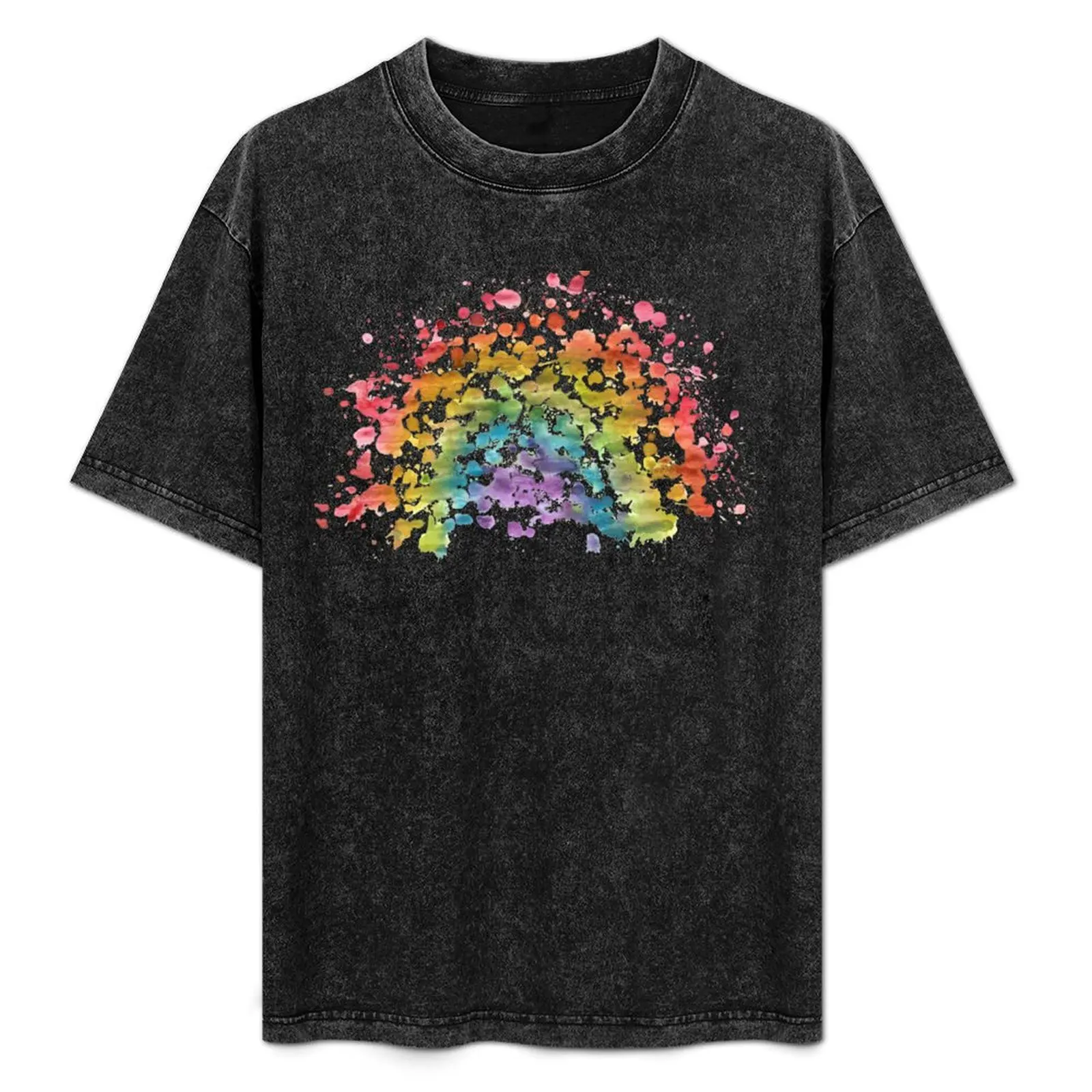 

Rainbow Splatter Watercolour T-Shirt plain anime stuff plus size clothes Men's clothing