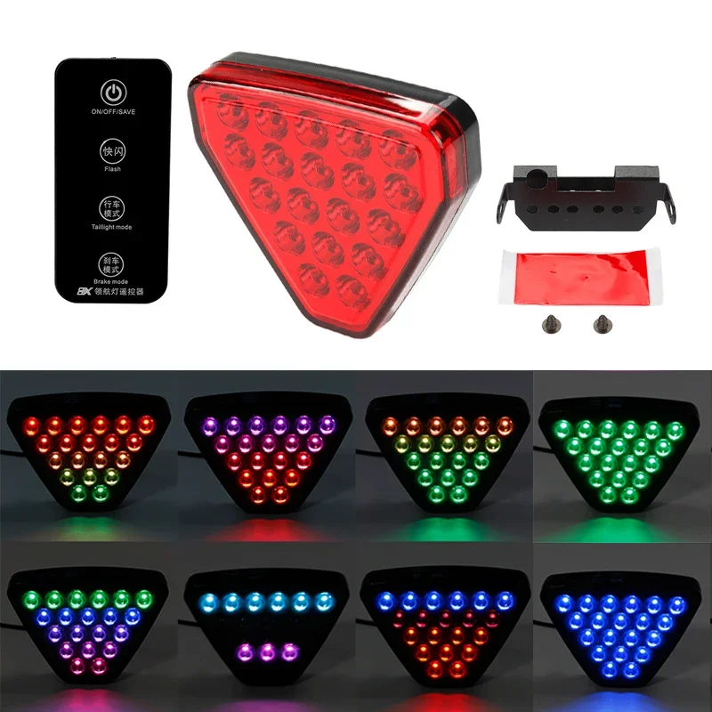 3 In 1 Dynamic F1 Brake Lights Red RGB LED Stop Light Remote Control Stop Reverse Running Universal Triangle Rear Car Lights