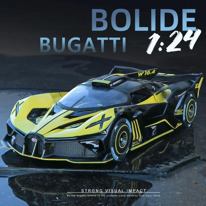 1:24 Bugatti Bolide Alloy Sport Car Model Diecasts & Toy Metal Super Car Model Simulation Sound Light Childrens Gift