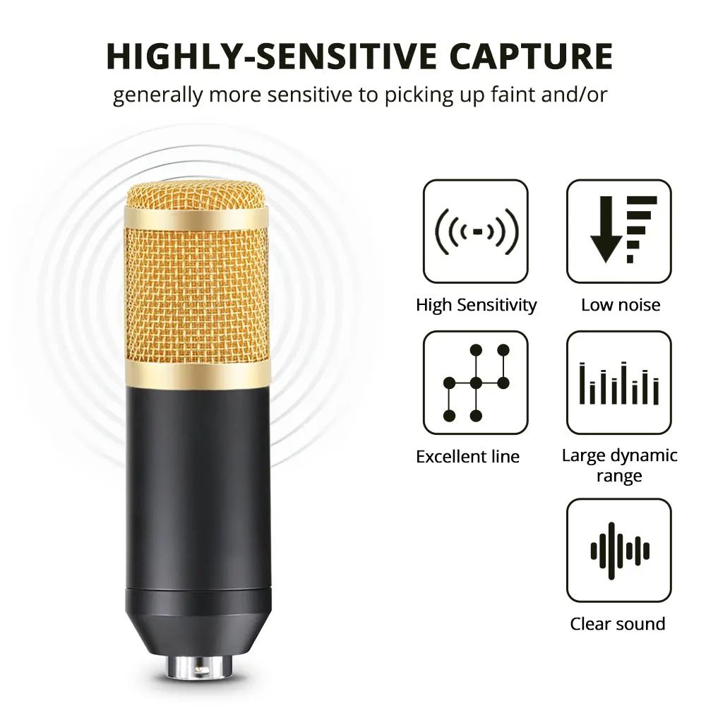 BM800 Professional Condenser Microphone Sound Recording Studio Mic Kits for Computer KTV Broadcasting Gamer Karaoke Microfone