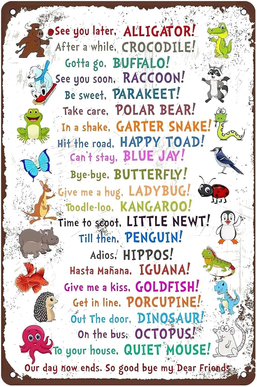 Letrero de Metal Vintage, cartel de animales divertidos, veres más tarde, cocodrilo, decoración del hogar, arte de pared, carteles de estaño, Navidad para cafetería