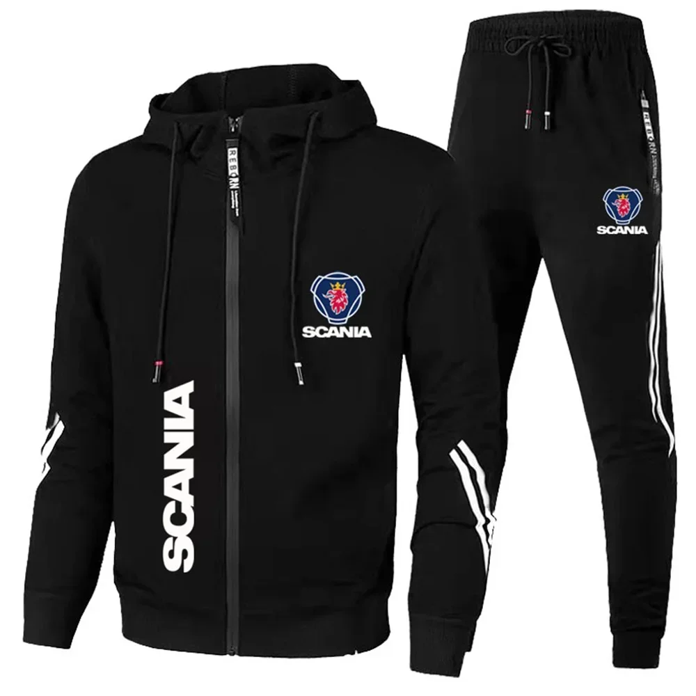 2024 SCANIA New Men's Sports Set Four Seasons Leisure Trend Fashion Two piece Set Large Outdoor Morning Run