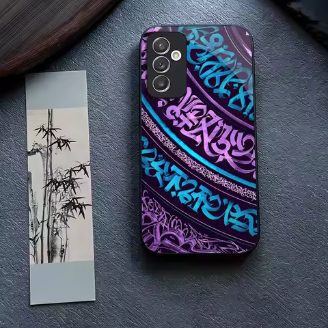 Calligraphy Art Collection Phone Case Glass for Samsung Galaxy S24 S23 S21 S22 S20 Ultra Fe Plus A34 A54 A24 A52 A53 M54 Cover