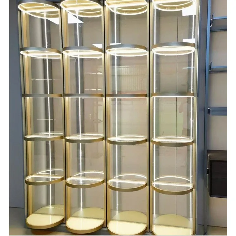Intelligent rotating display cabinet light luxury cloakroom storage cabinet shopping mall store bag display rack customization