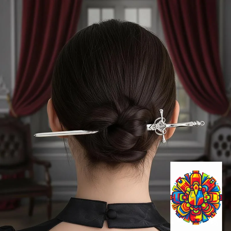 DIY Creative Sword Hairpin Chinese Style Punk Trendy Hair Fork Durable Hair Accessory for Women Hanfu Themed Event Wear