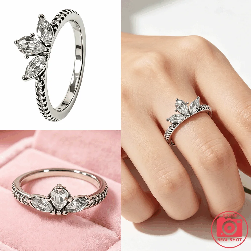 Earl Crystal Square Gemstone Halo Inlaid Stackable Daily Wear Ring Original Silver Plated Valentine's Fine Gift Women Jewelry