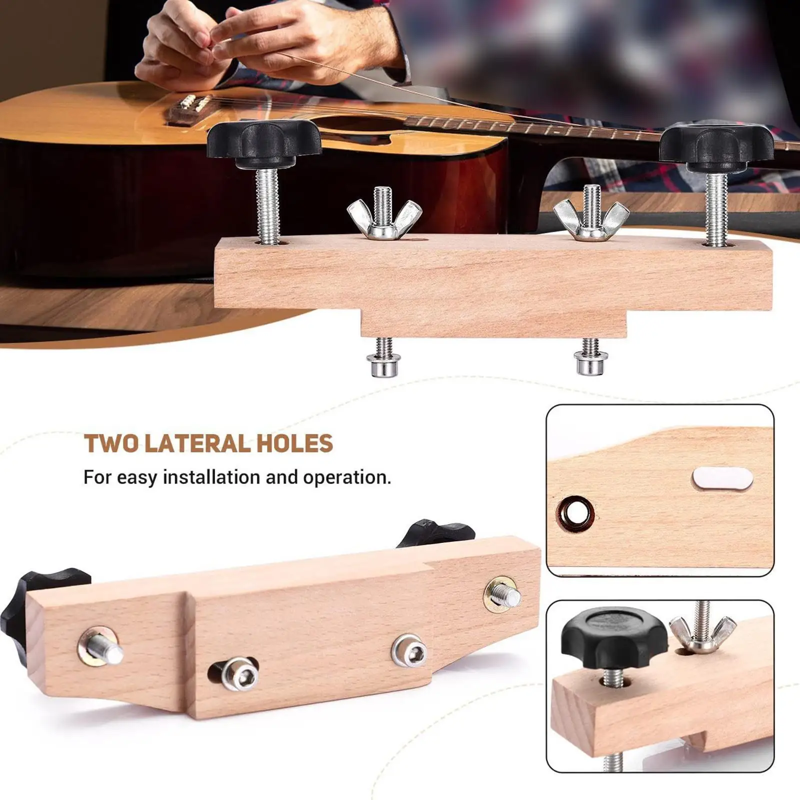 Acoustic Guitar Bridge Clamp Portable Easy DIY Maintenance Maple Acoustic Luthier Tool for Guitars Musical Instrument Parts