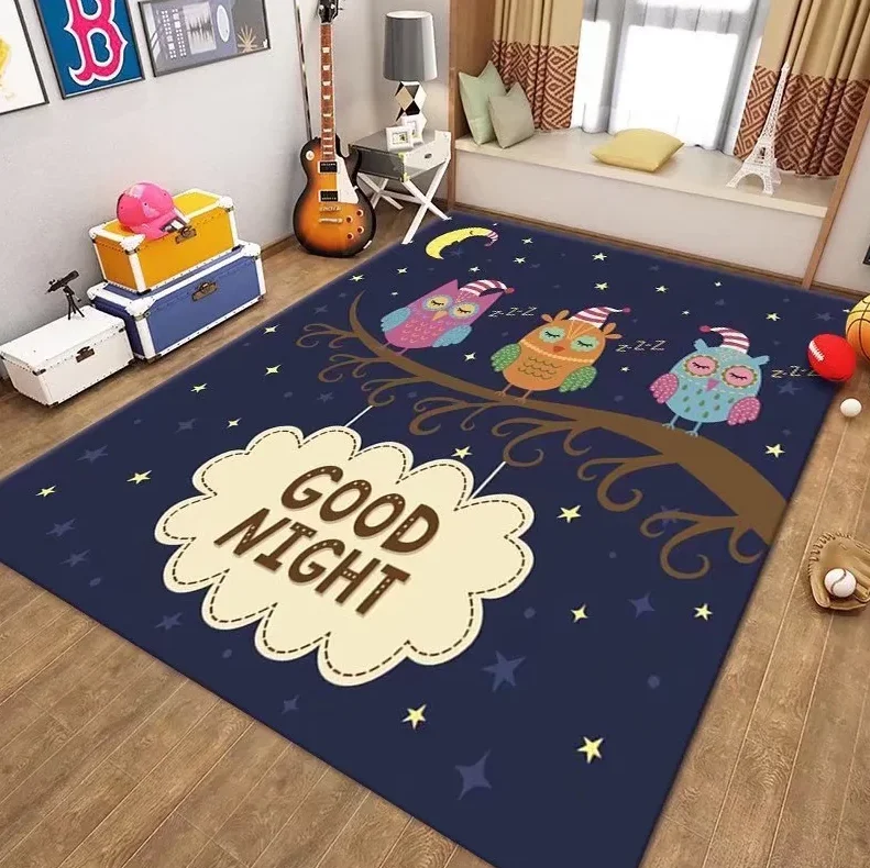 Cartoon Good Night Children's Room Baby Crawling Carpet Home Bedroom Bedside Carpets Living Room Sofa Coffee Table Non-slip Rug