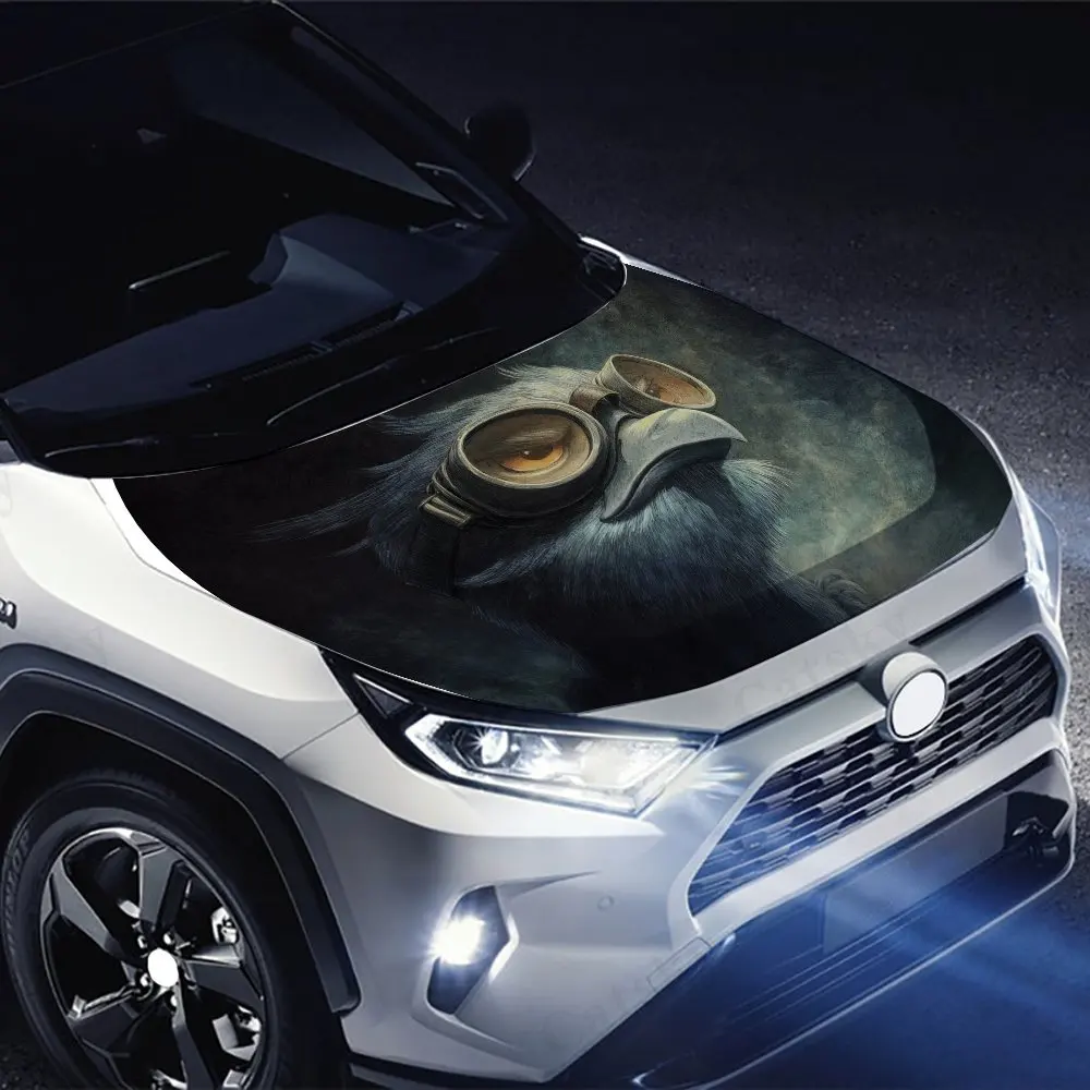 Bird with Goggles Car Vinyl Wraps - Suitable For Most Engine Hood,Bubble-free Design,Waterproof,Cleanable And Convenient Durable