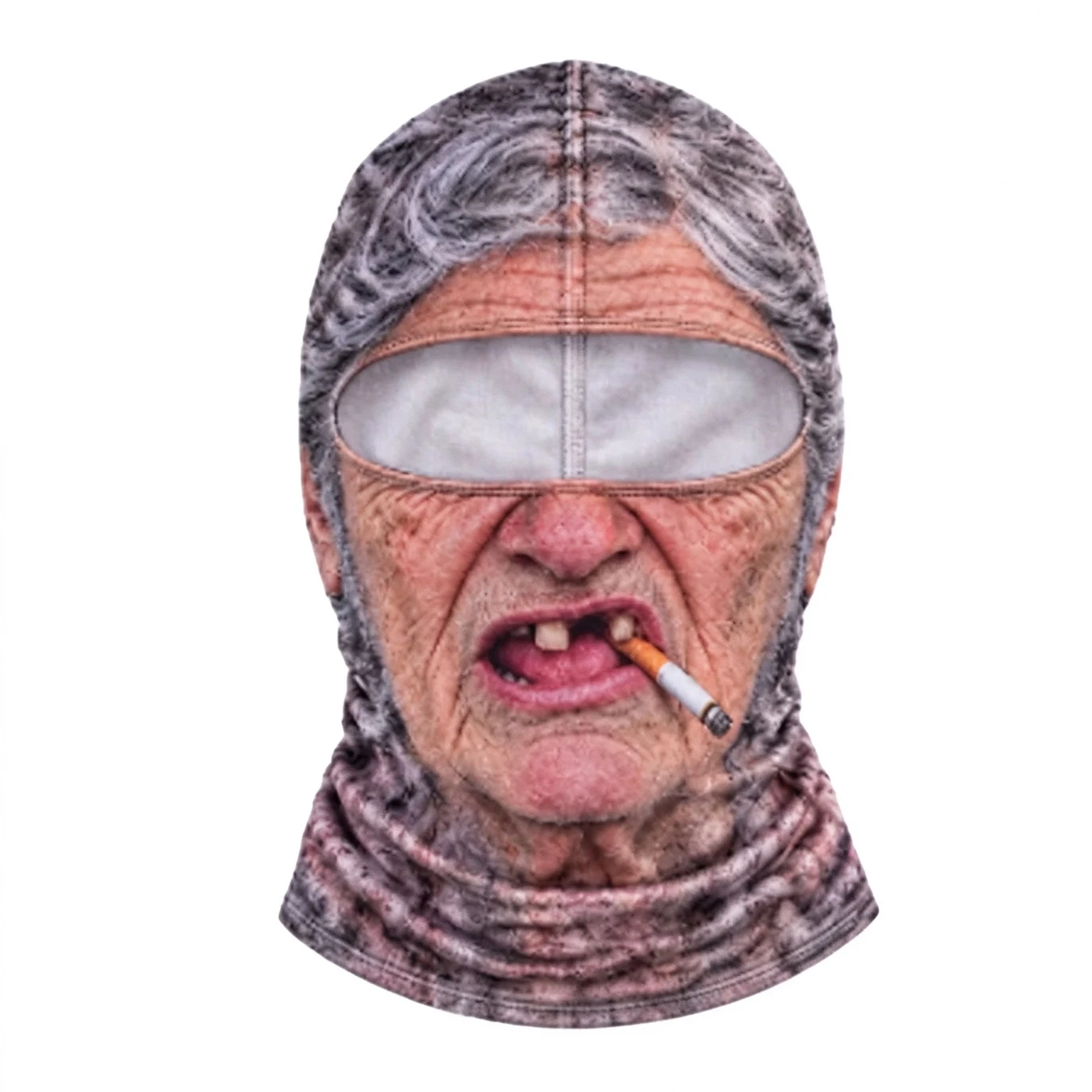 3D Face Printed Animal Balaclava Full Coverage Breathable Eye Hole Face Mask White Mustache Elastic Ski Mask Hood