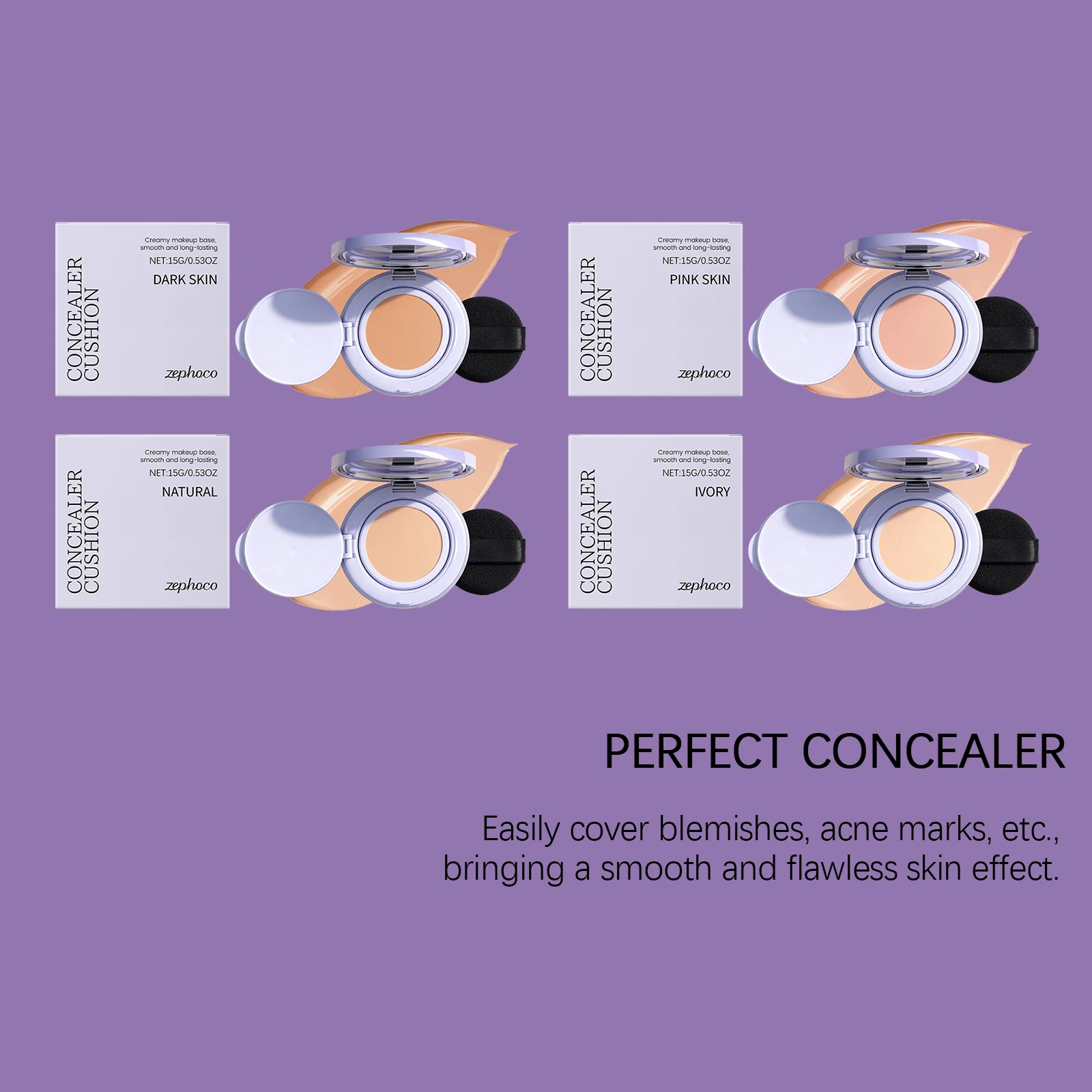 Purple Concealer Air Cushion Foundation Oil-Control Waterproof Long-Lasting Natural Full Coverage Bb Cream Face Cosmetics Makeup