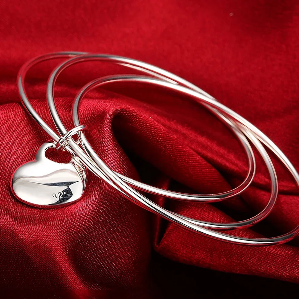 Wholesale 925 Sterling Silver Bangles Bracelet Charms Cuff For Women Fashion Jewelry adjustment wedding image 3