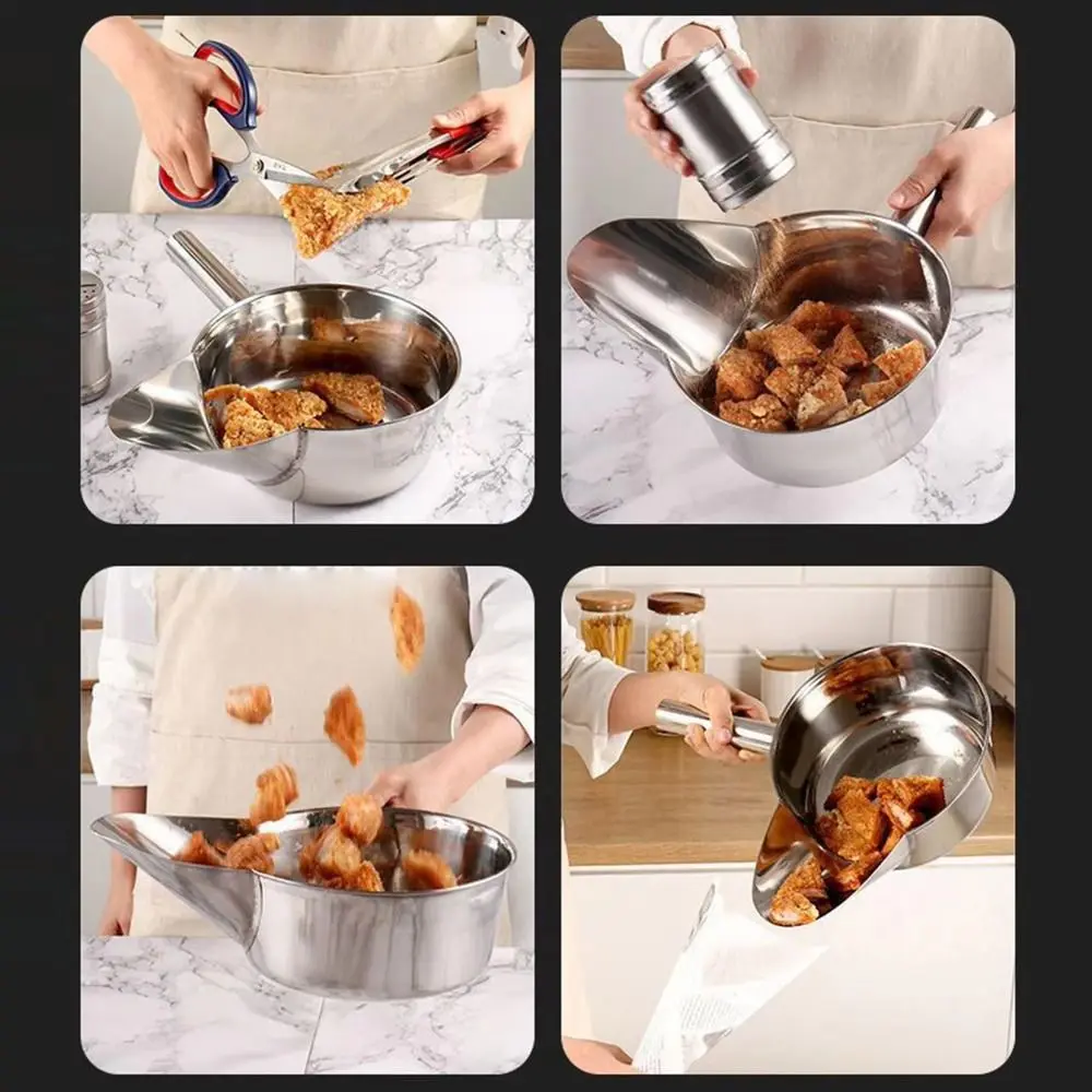 مغرفة الفشار من الفولاذ المقاوم للصدأ مع مقبض بتصميم منقار البط، مغرفة قلي فرنسية، تغليف مريح، مغرفة ثلج، مسرحات الأفلام