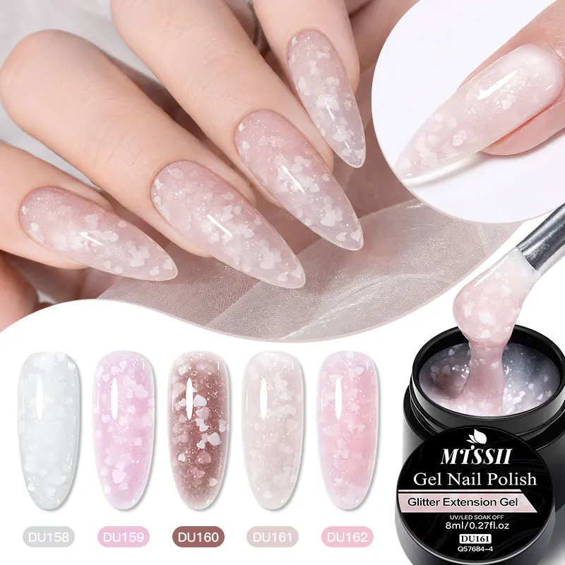 Nude Pink White Glitter Quick Extension Gel Nail Polish Construct UV Hard Gel Semi Permanent Acrylic Extension Nail Art Varnish
