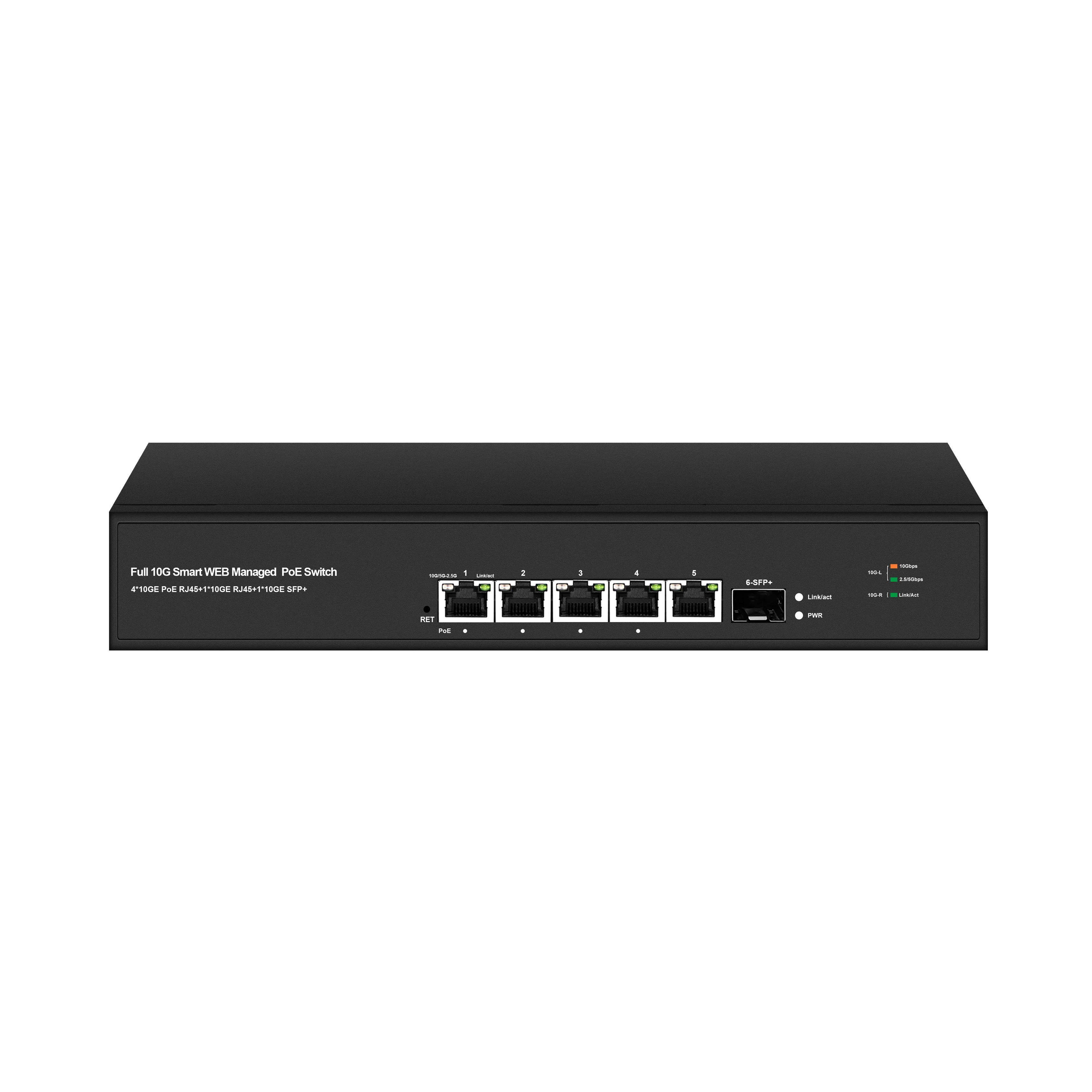 Full 10Gbe 5 ports POE or non lite smart managed switch with 1*10G SFP Uplink