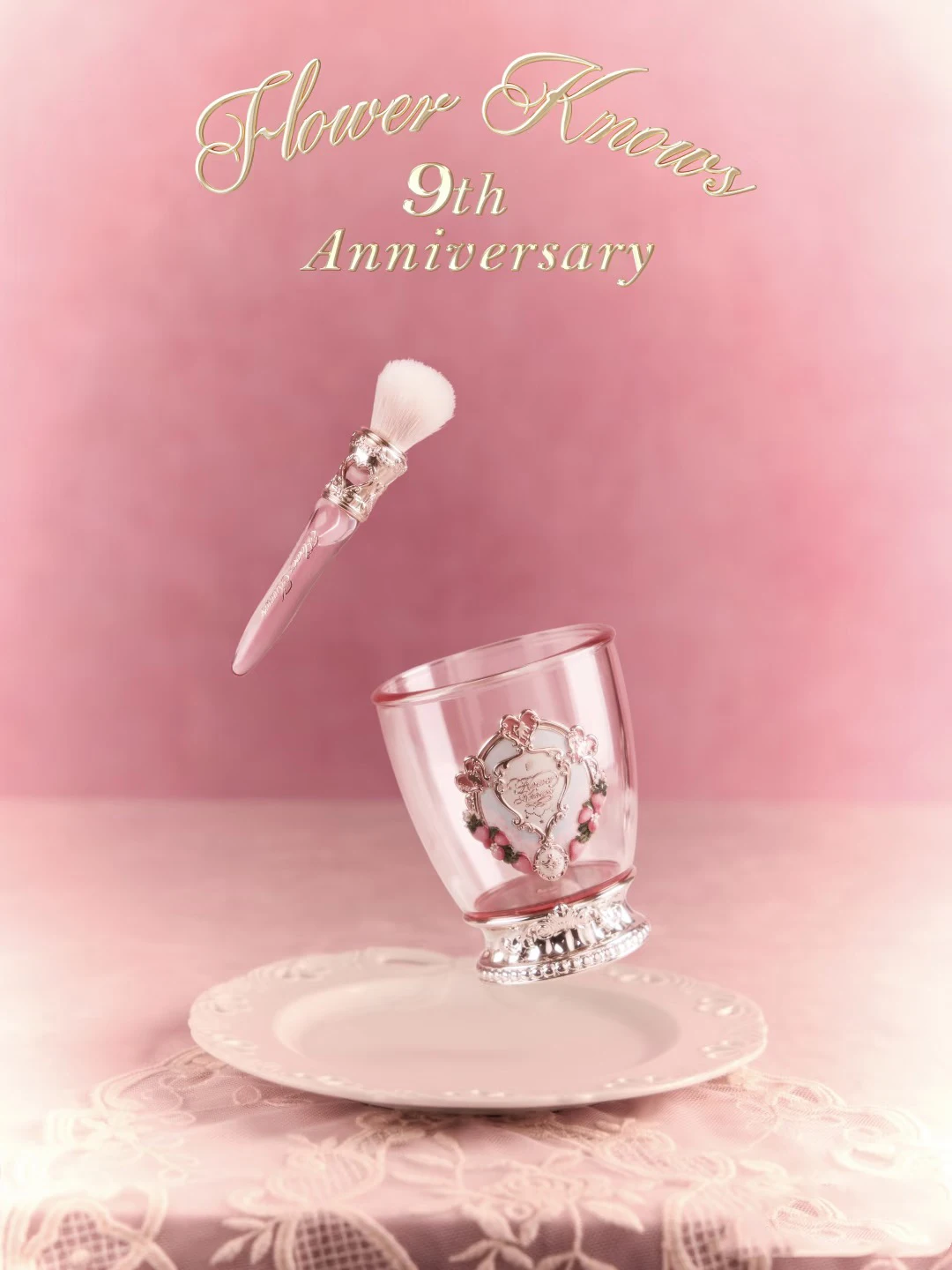 Flower Knows 9th Anniversary Desktop Mirror Air Cushion Comb Brush
