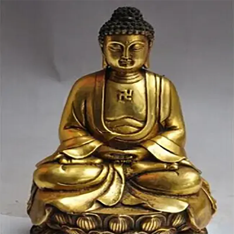 

9"tibet buddhism fane bronze gilt sakyamuni Shakyamuni buddha seat lotus statue